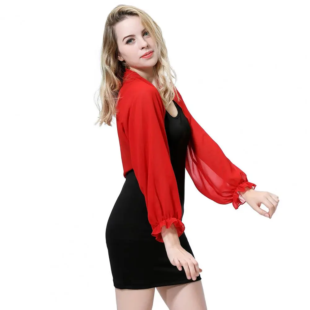 Sun Protection Scarf Elegant Chiffon Shawl with Ruffle Cuffs for Summer Sun Protection Lightweight Beach Cover-up with for Women