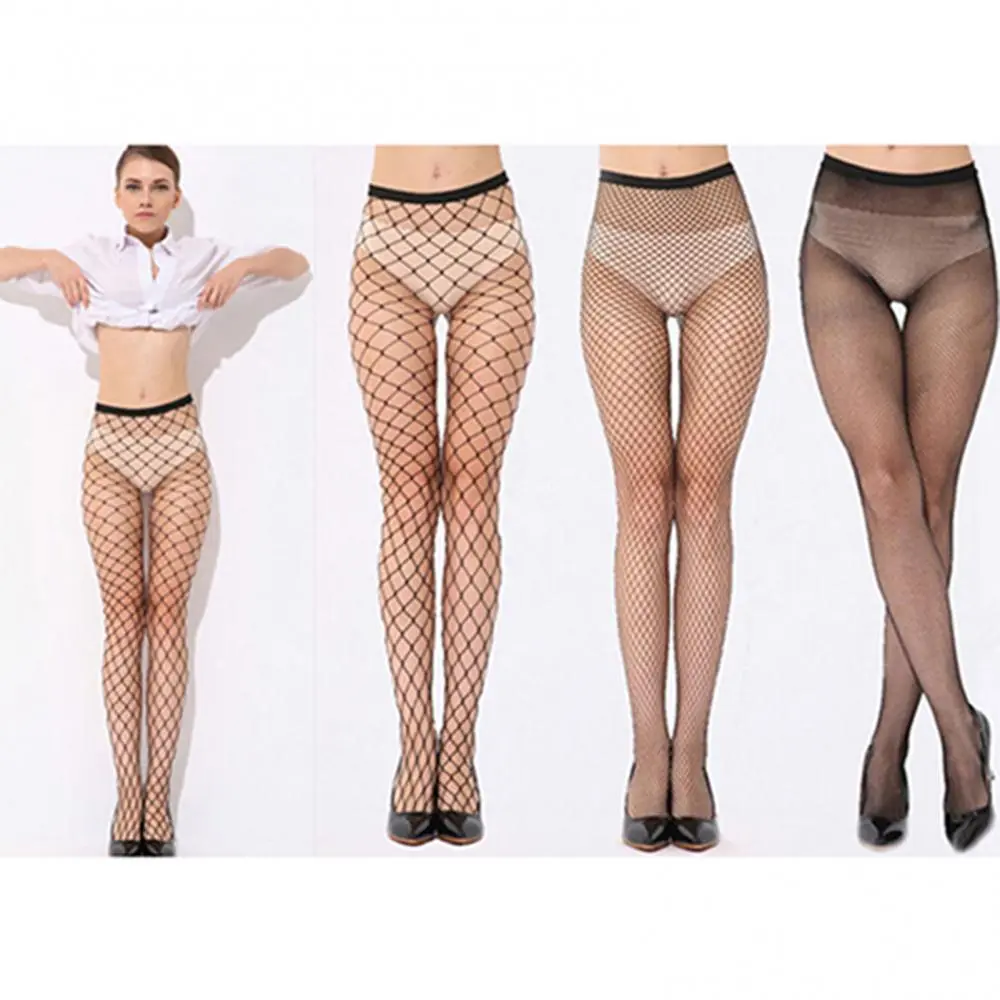 Women Sexy Fishnet Stockings Lolita Fishnet Body Stockings Fish Net Pantyhose Mesh Tights Lingerie Skin JK Fishnet Waist Hosiery