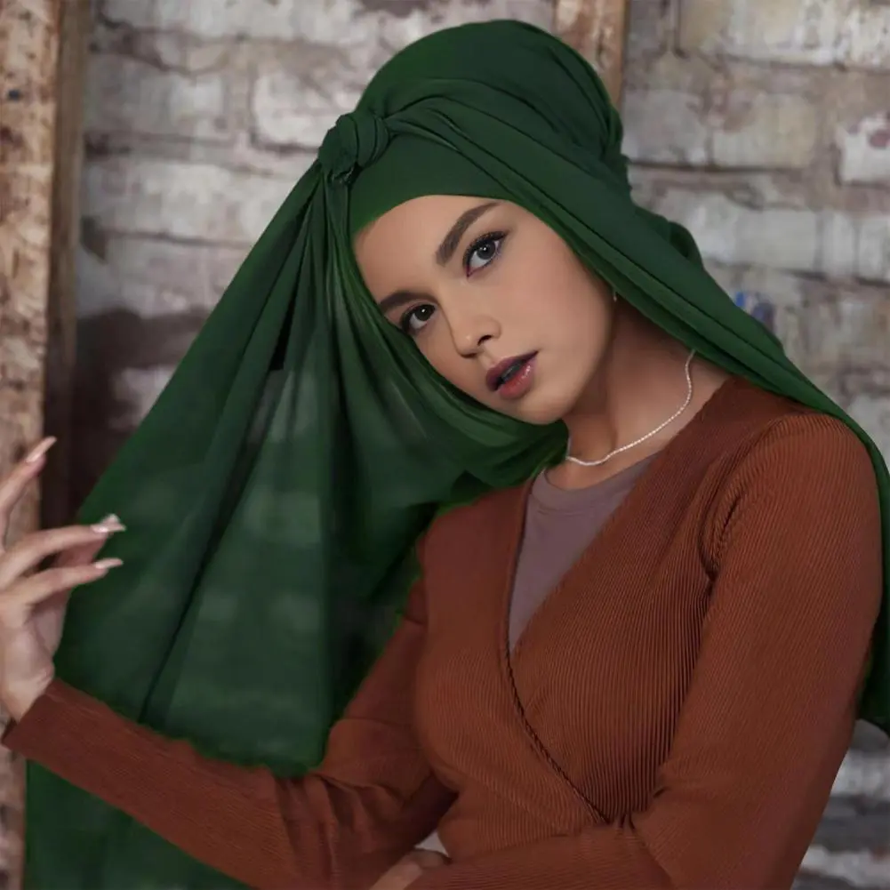 Bright Color Headscarf Versatile Accessory Scarf Stylish Women's Headscarf in Solid Color Chiffon Shawl for Breathable
