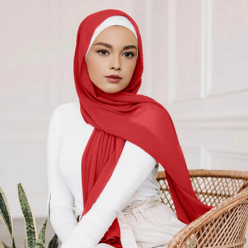 Bright Color Headscarf Versatile Accessory Scarf Stylish Women's Headscarf in Solid Color Chiffon Shawl for Breathable