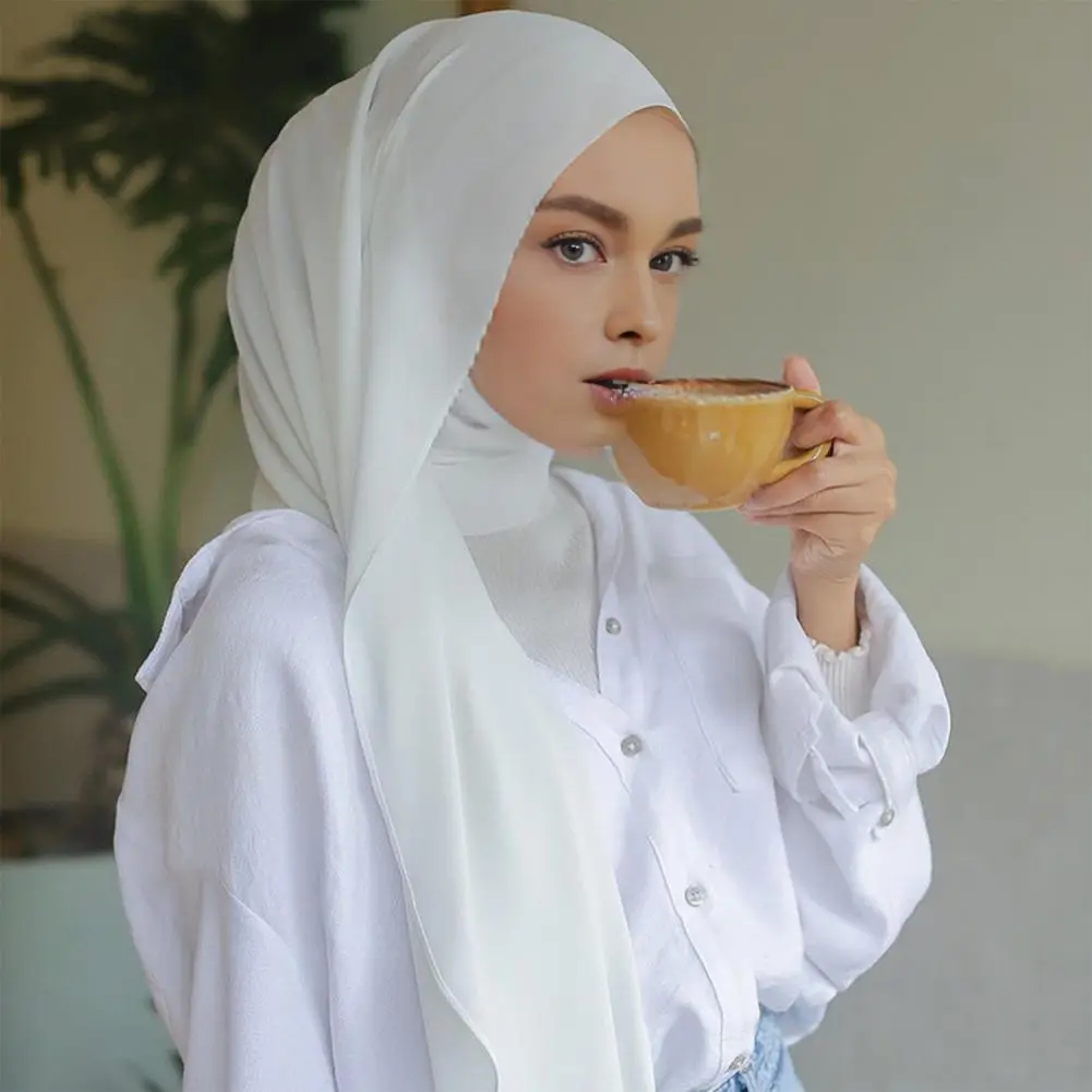 Bright Color Headscarf Versatile Accessory Scarf Stylish Women's Headscarf in Solid Color Chiffon Shawl for Breathable
