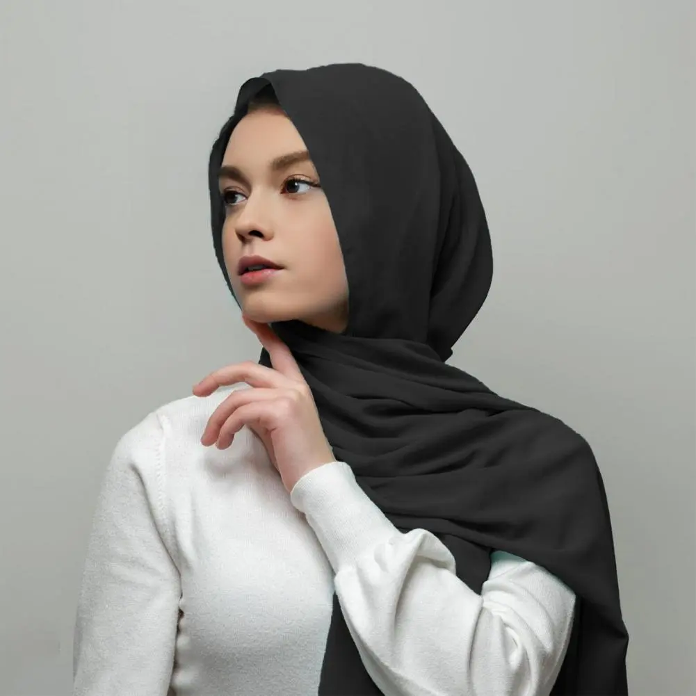 Bright Color Headscarf Versatile Accessory Scarf Stylish Women's Headscarf in Solid Color Chiffon Shawl for Breathable