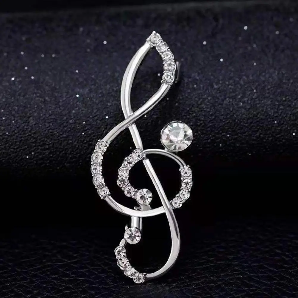 Music Note Pearl Rhinestone Brooches For Women Beauty Office Party Brooch Pin Element Evening Dress Shiny Women Brooch Corsage