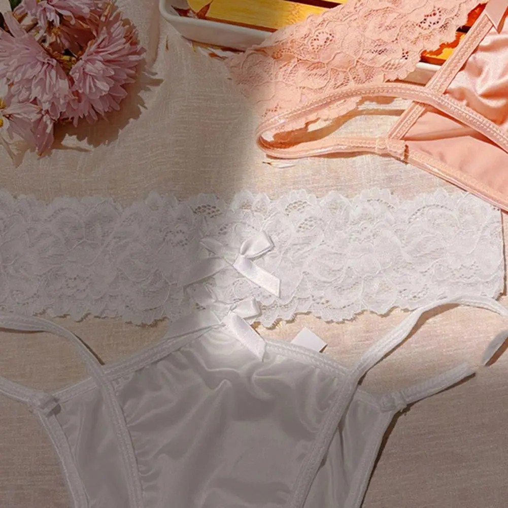 Women Seamless Panties Comfortable Women Underwear Women's Seamless Satin Thongs with Hollow Lace Detailing Sexy for Ladies