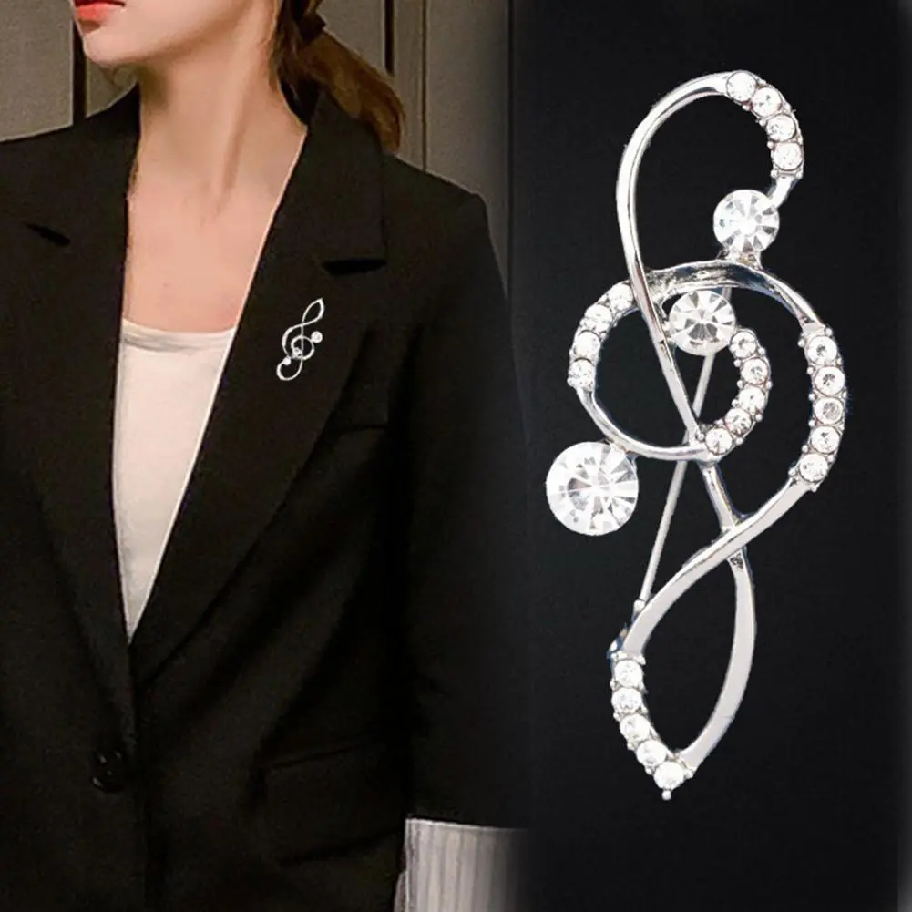 Music Note Pearl Rhinestone Brooches For Women Beauty Office Party Brooch Pin Element Evening Dress Shiny Women Brooch Corsage