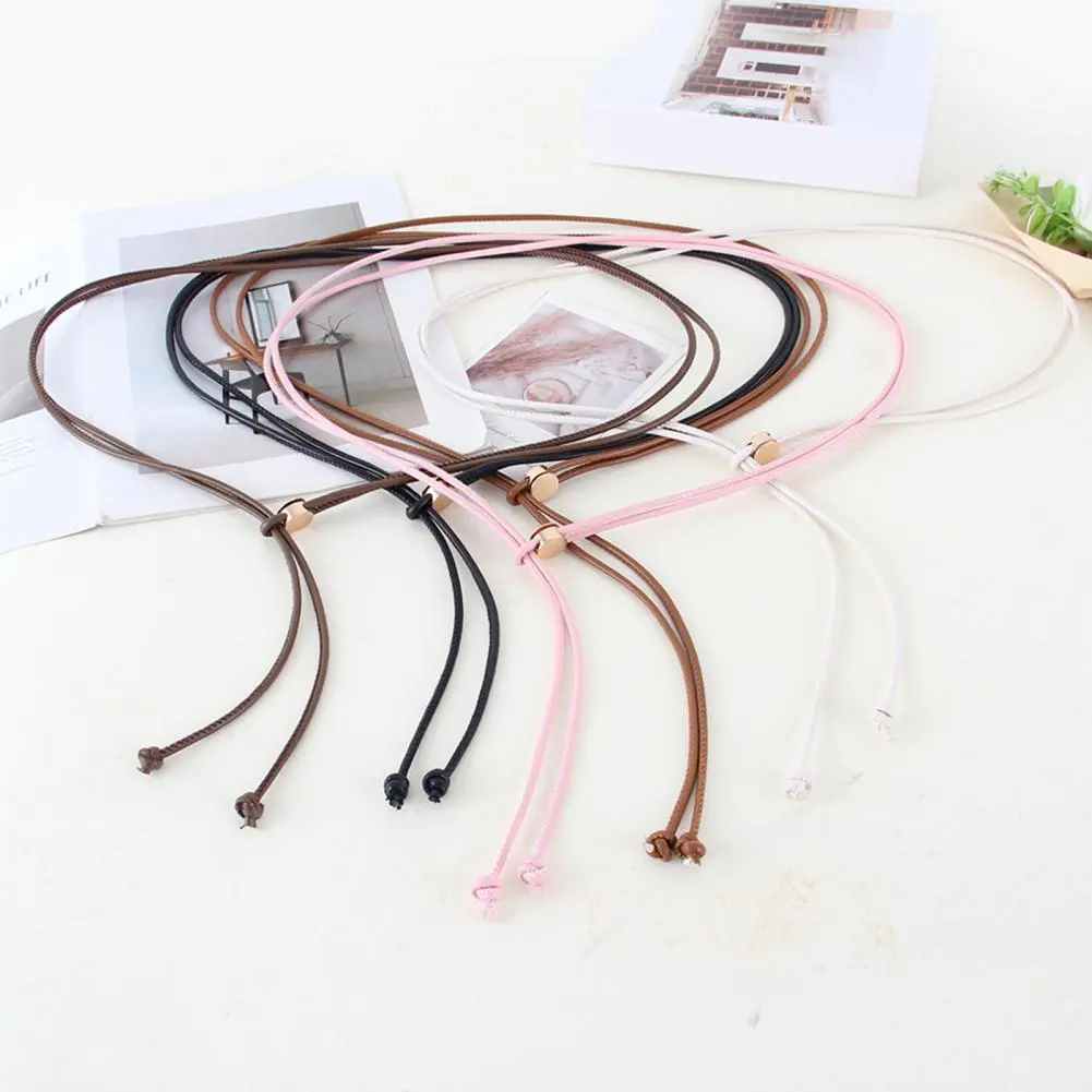 Women Imitation Leather Belt Men Women Belt Stylish Imitation Leather Women's Belt with Adjustable Length for Dress