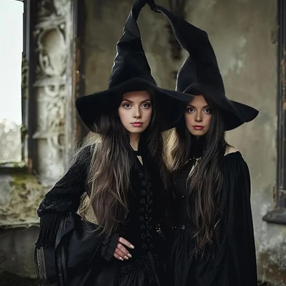 Witch Hat for Festive Parties Velvet Witch Hat for Halloween Decor Stage Shows Festive Ambience Enhancer Versatile for A
