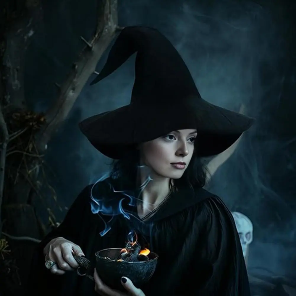 Witch Hat for Festive Parties Velvet Witch Hat for Halloween Decor Stage Shows Festive Ambience Enhancer Versatile for A