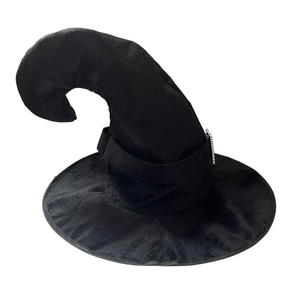 Mysterious Witch Hat Halloween Witch Hat Mysterious Button Design Velvet Witch Hat for Halloween Cosplay Costume Accessory