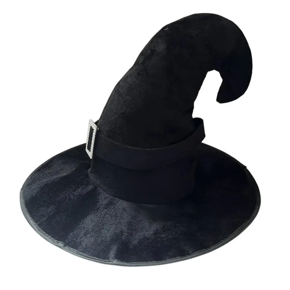 Mysterious Witch Hat Halloween Witch Hat Mysterious Button Design Velvet Witch Hat for Halloween Cosplay Costume Accessory