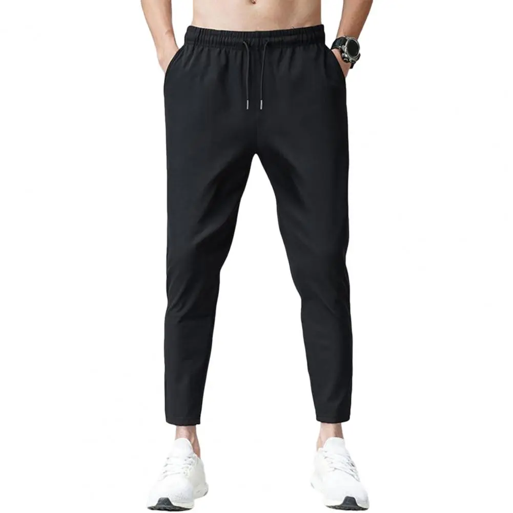 Waist Drawstring Casual Pants Stitched Pocket Men Trousers Stylish Men's Casual Pants with Reinforced Pockets for Summer