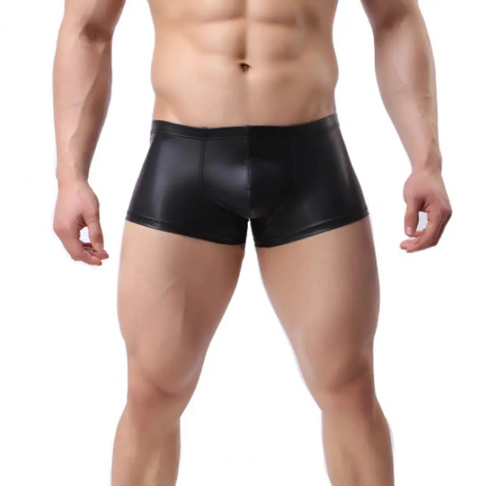 Men Boxer Underwear Elastic Mid-waist Boxers Men's Elastic Mid-rise Boxer Shorts with U-convex Design for Breathable Comfort