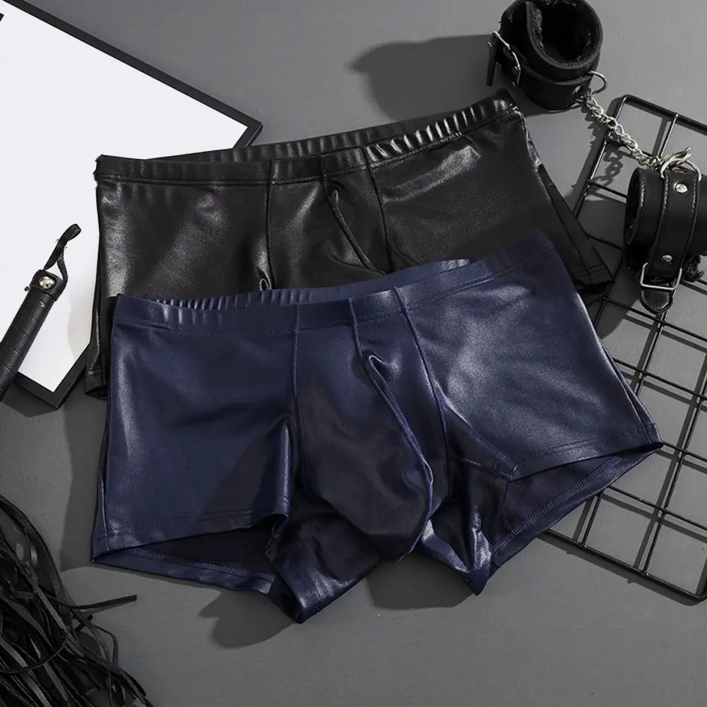 Men Boxer Underwear Elastic Mid-waist Boxers Men's Elastic Mid-rise Boxer Shorts with U-convex Design for Breathable Comfort
