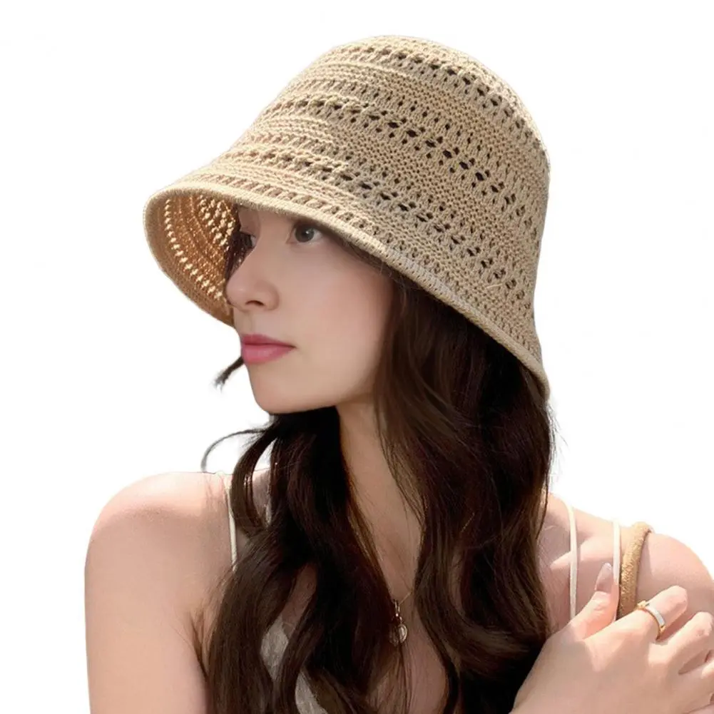 Hollowed-out Hat Summer Sun Protection Hat Stylish Women's Fisherman Hat with Hollowed-out Design Wide Brim for Sun for Summer