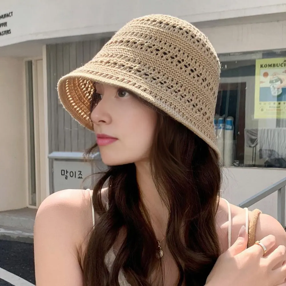 Hollowed-out Hat Summer Sun Protection Hat Stylish Women's Fisherman Hat with Hollowed-out Design Wide Brim for Sun for Summer
