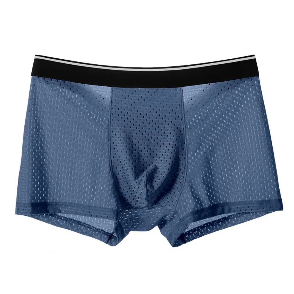 Men Boxer Briefs 3D U-convex Acetate Fabric Briefs Breathable Mesh Thin Shorts Panties Fine Texture Underwear Soft Boxer Shorts