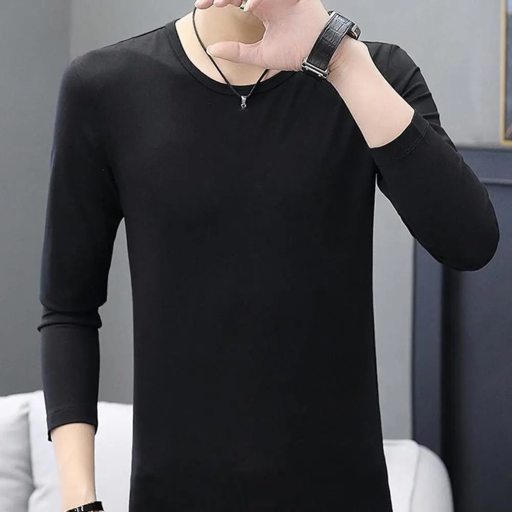2025 M-4XL Men Fall Winter Shirt Thickened Plush Warm Velvet Thickened T-shirt Pullover Plus Size Daily Bottoming Top Underwear