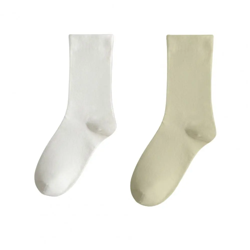 Solid Color Socks Polyester Socks Ribbed Knit Crew Socks for Women 5 Pairs of Slouch Boot Crochet Long Piles for High for Women