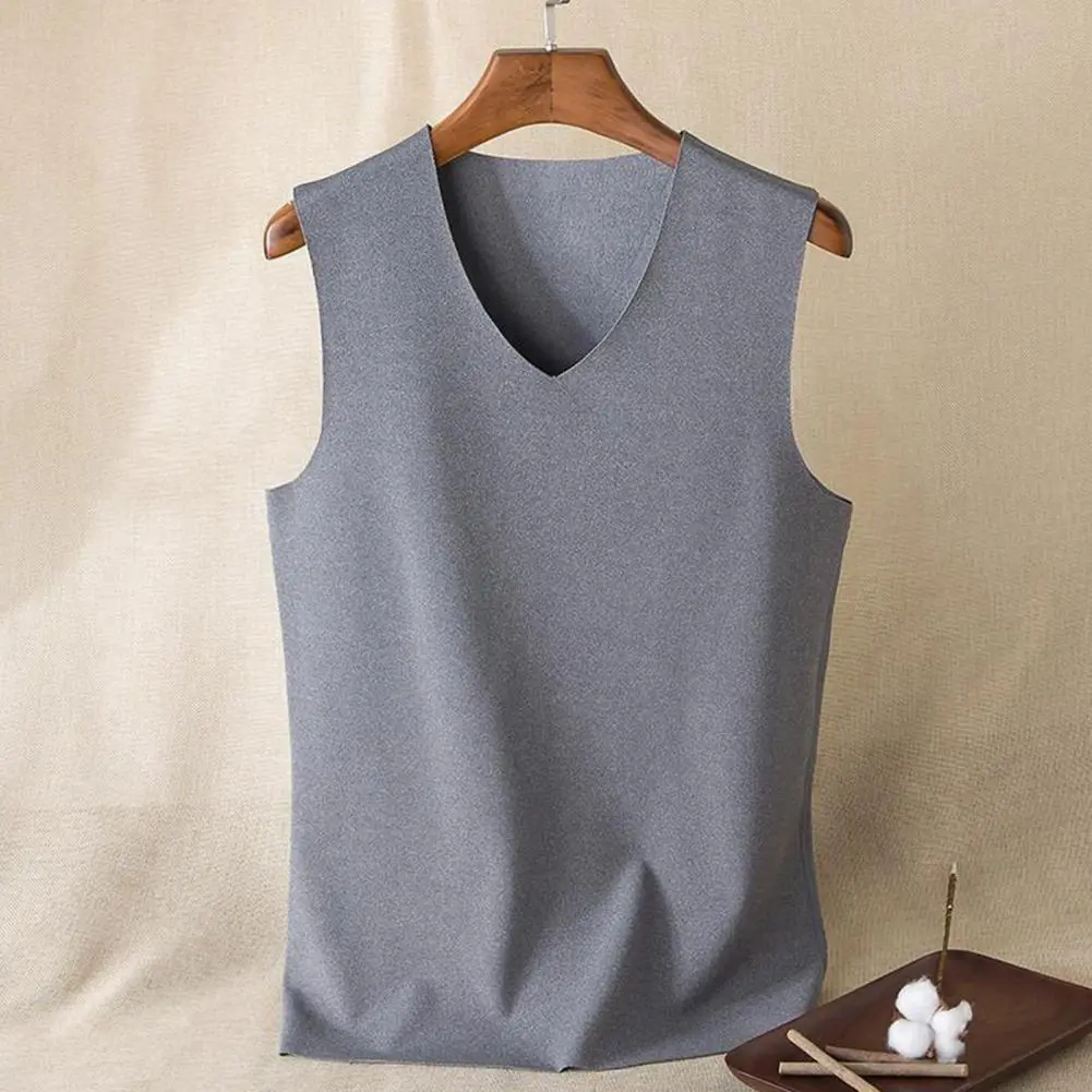 2025 L-5XL Men Winter Seamless Thermal Vest V-neck Sleeveless Thermal Underwear Thickened Elastic Bottoming Shirt Thermal Tops