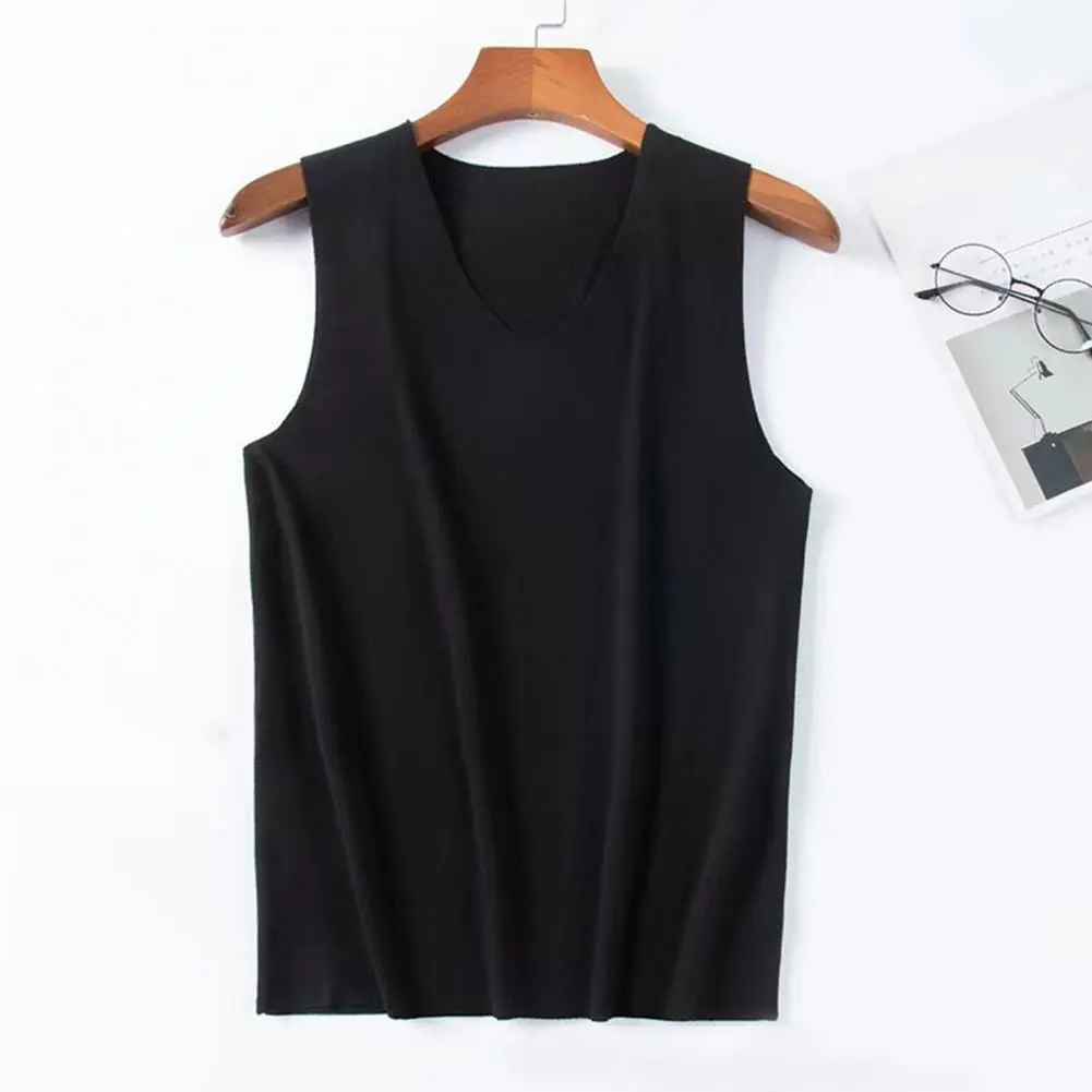 2025 L-5XL Men Winter Seamless Thermal Vest V-neck Sleeveless Thermal Underwear Thickened Elastic Bottoming Shirt Thermal Tops