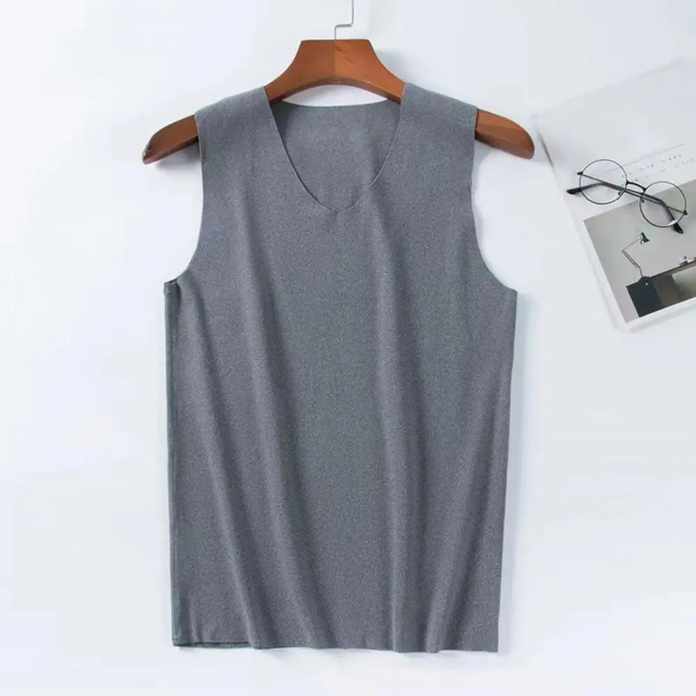 2025 L-5XL Men Winter Seamless Thermal Vest V-neck Sleeveless Thermal Underwear Thickened Elastic Bottoming Shirt Thermal Tops