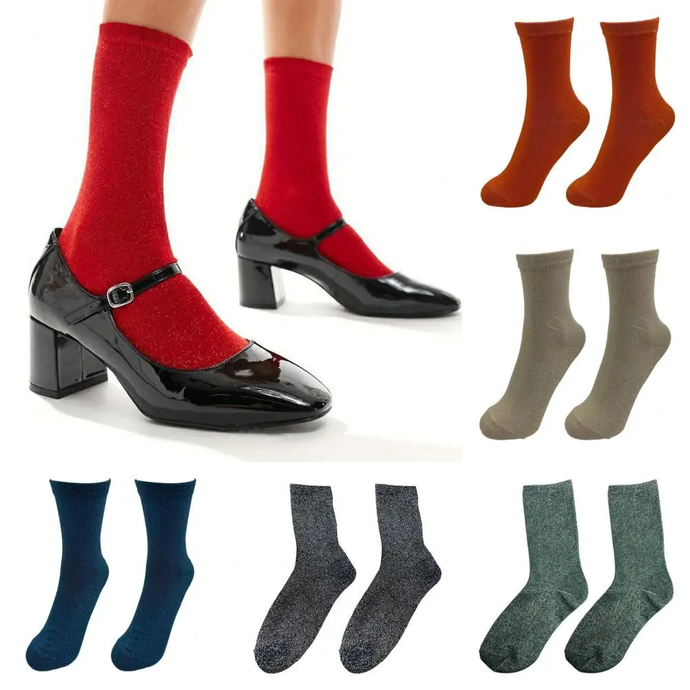 Glitter Socks Breathable Cotton Socks Sparkly Glitter Ankle Socks for Women Shiny Crew Gold Silver Trendy Thin Cotton for Ladies
