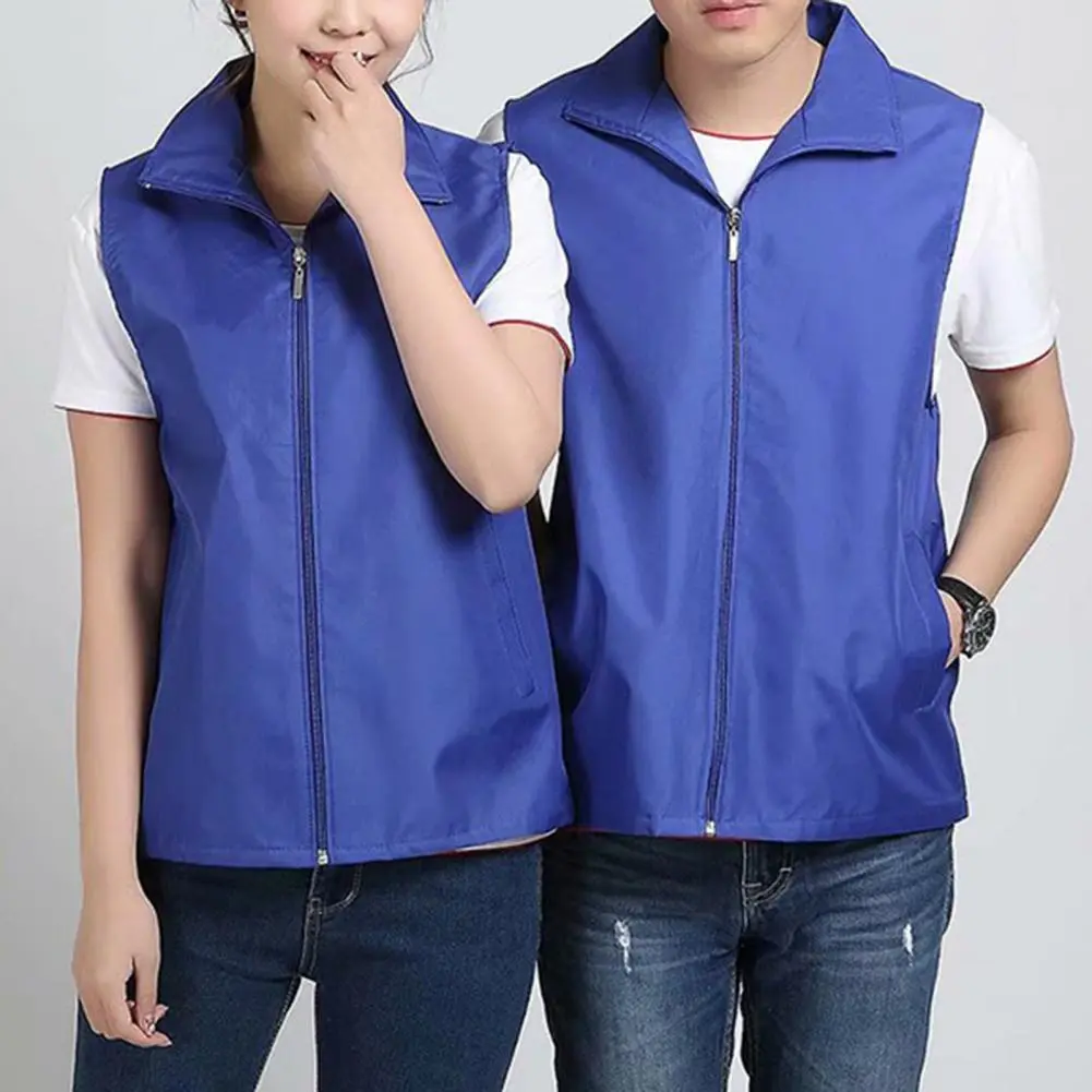 Women Men Volunteer Work Waistcoat Slim Fit Solid Color Unisex Waistcoat Volunteer Vest Coat Office Casual Waistcoat Work Vest
