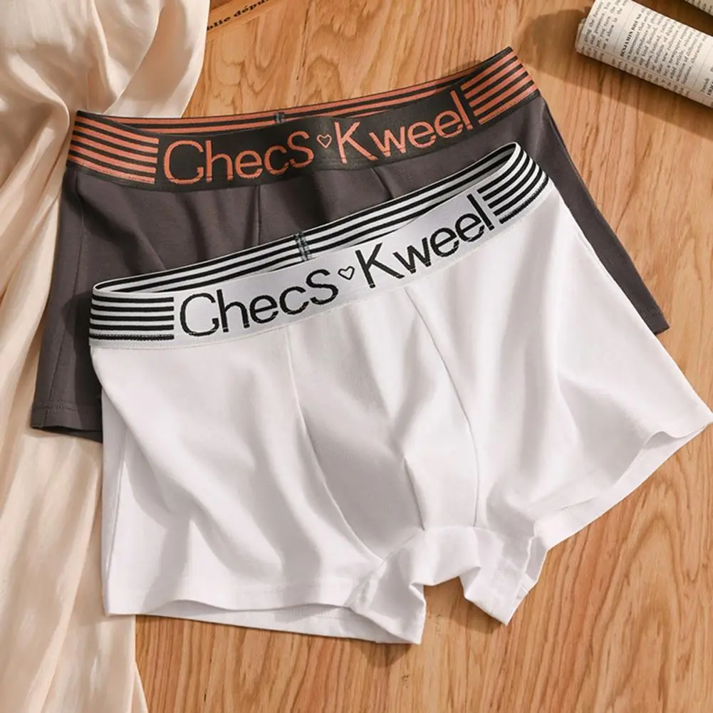 2025 M-3XL Men Boxers Elastic Mid Waist Letter Pattern Fashionable Men Undergarments Firm Stitching Men Underpants Underwear