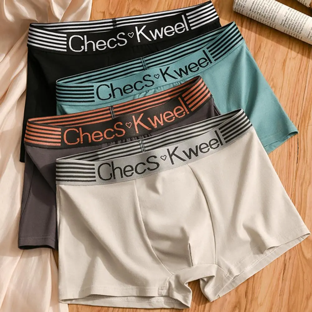 2025 M-3XL Men Boxers Elastic Mid Waist Letter Pattern Fashionable Men Undergarments Firm Stitching Men Underpants Underwear
