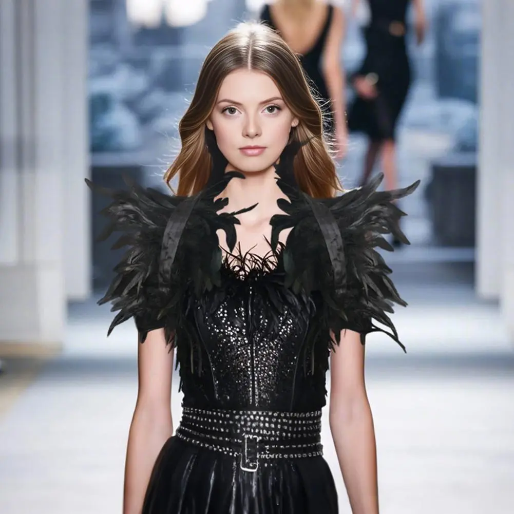 Cape Collar Vintage Inspired Collar Layered Feather Gothic Style Cape Lightweight Shawl Accessory for Versatile Looks