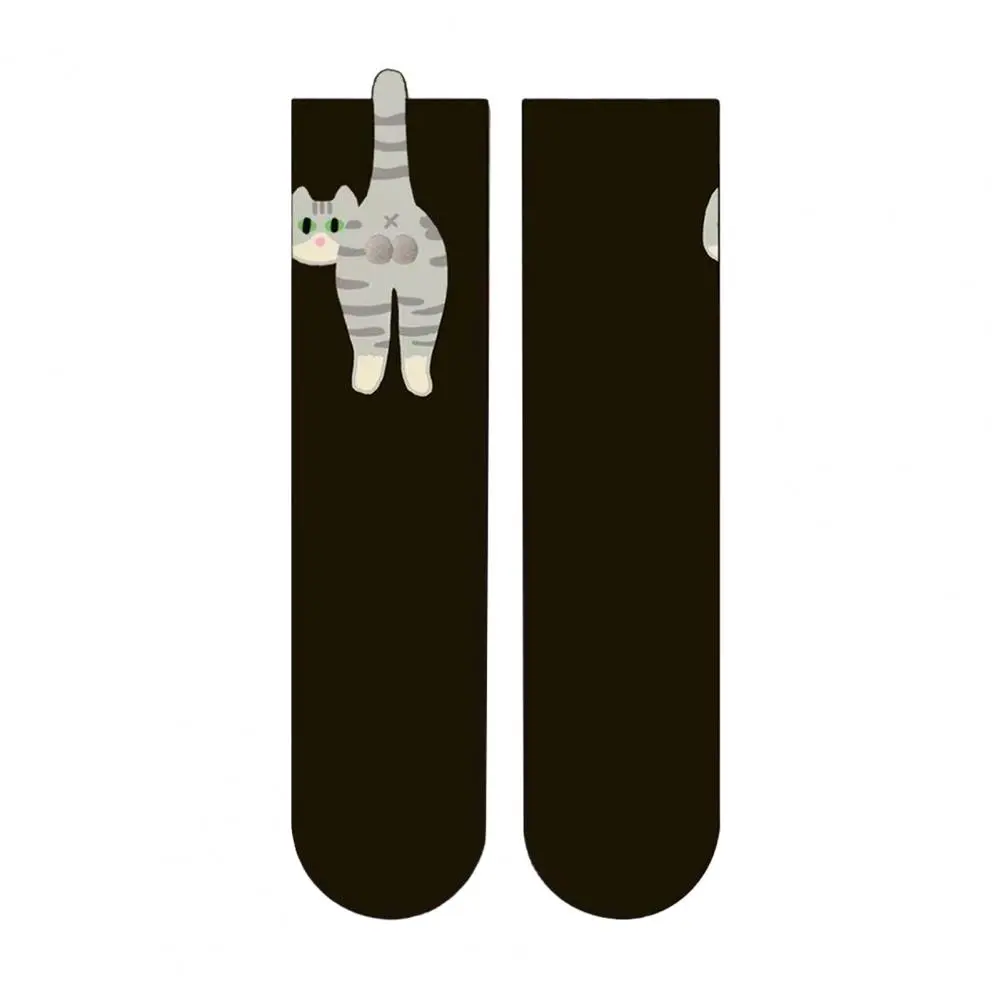 Cute Ball Cat Socks Cotton Cat Socks Cute Cat Pattern Girl Socks Bundle Soft Breathable Mid-tube with Furry Decoration for High