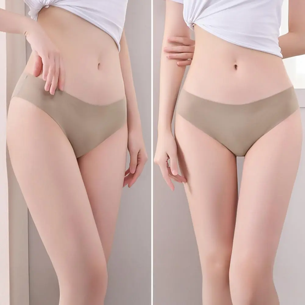 Women Lady Panties 8 Pcs Ice Silk Hipster Panties Set for Women No Show Wave Edge Triangle Briefs Solid Color One-piece Kit