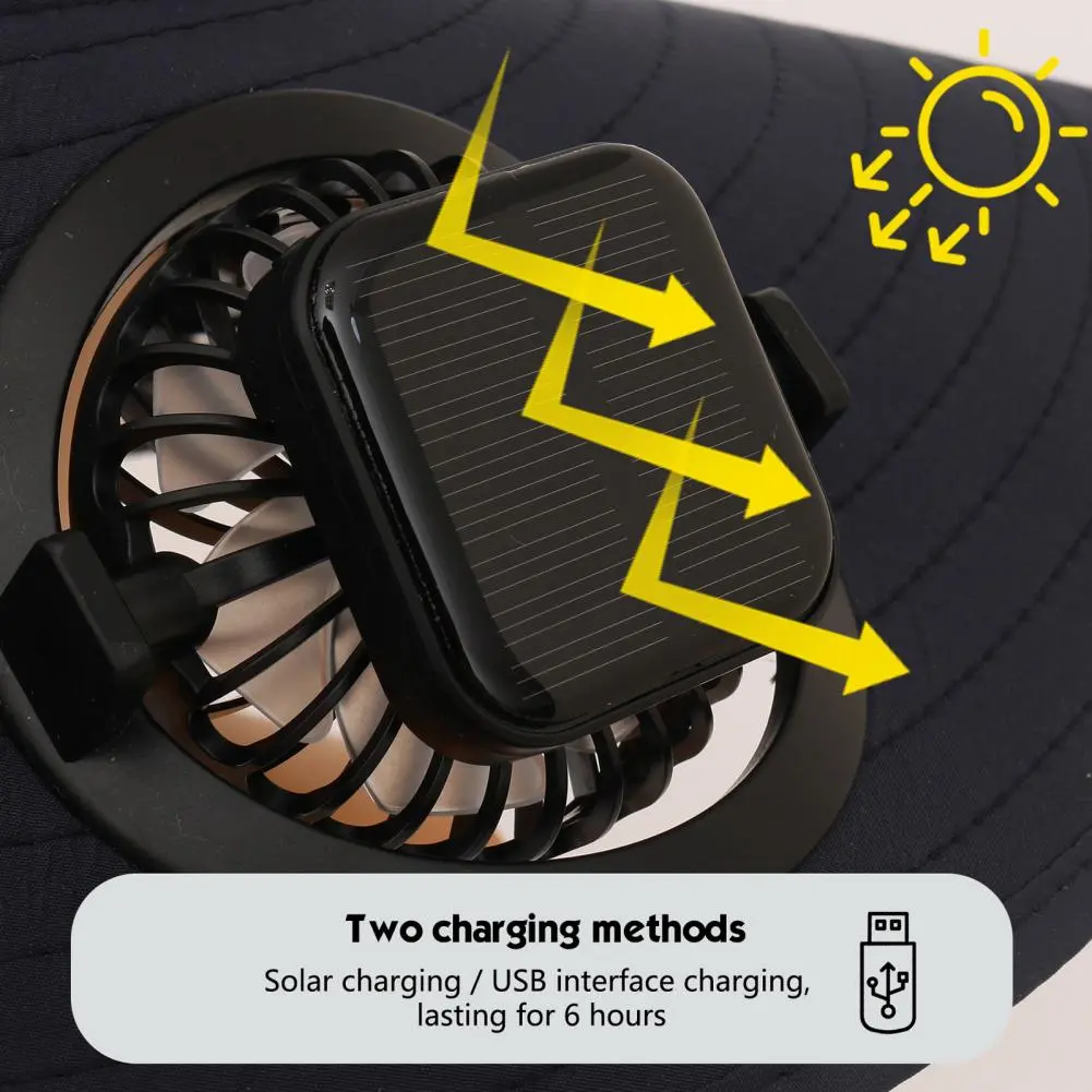 Solar Fan Headwear Sun Hat with Fan Solar-powered Wide Brim Outdoor Hat with Built-in Fan for Fishing Hiking Gardening Dual
