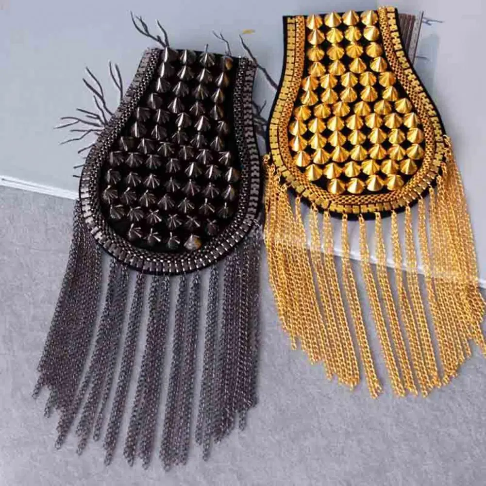 Brooch Pin Beads Long Tassel Chain  Shoulder Epaulet Metal Epaulet Dress Decoration Fringed Shoulder Stamp Tassels Epaulet