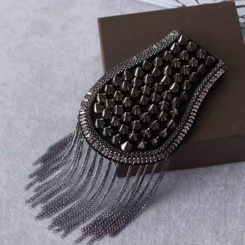 Brooch Pin Beads Long Tassel Chain  Shoulder Epaulet Metal Epaulet Dress Decoration Fringed Shoulder Stamp Tassels Epaulet