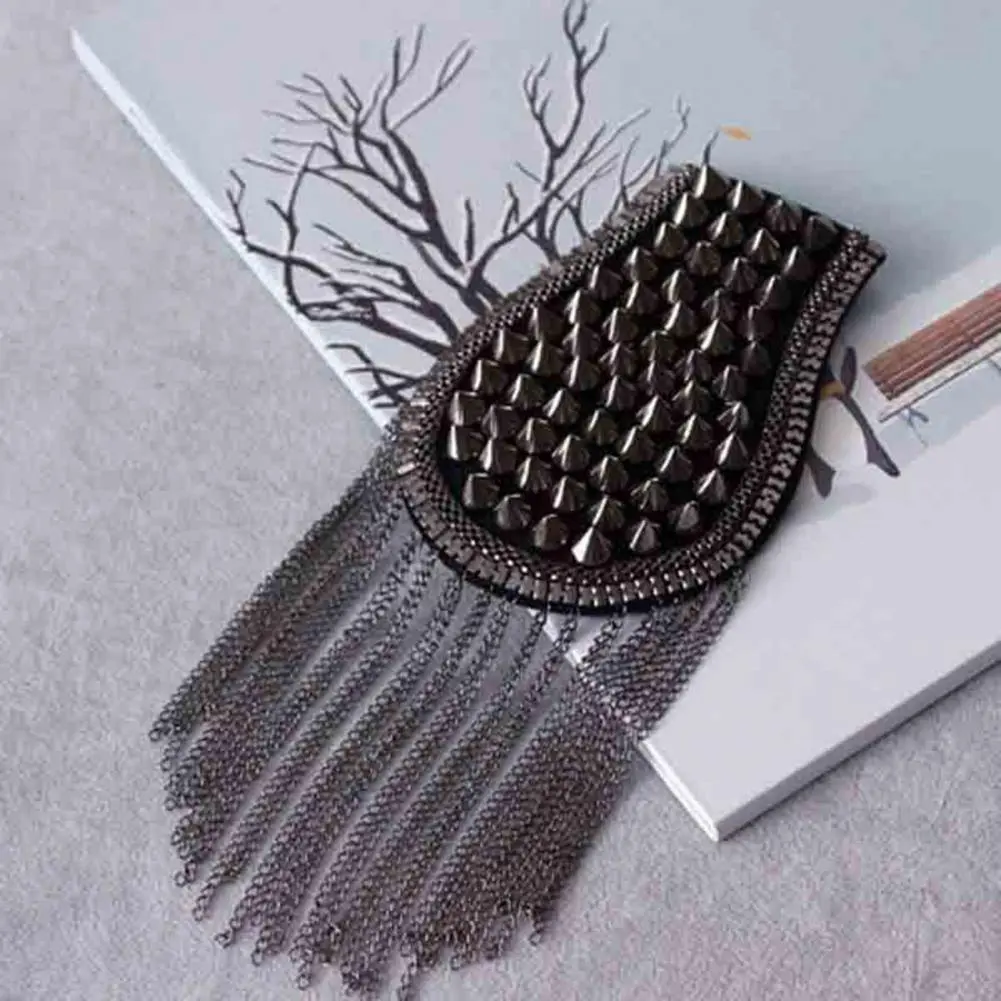 Brooch Pin Beads Long Tassel Chain  Shoulder Epaulet Metal Epaulet Dress Decoration Fringed Shoulder Stamp Tassels Epaulet