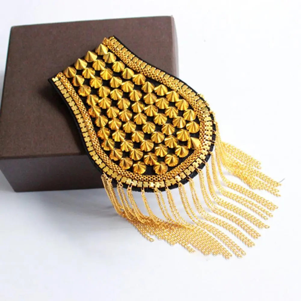 Brooch Pin Beads Long Tassel Chain  Shoulder Epaulet Metal Epaulet Dress Decoration Fringed Shoulder Stamp Tassels Epaulet