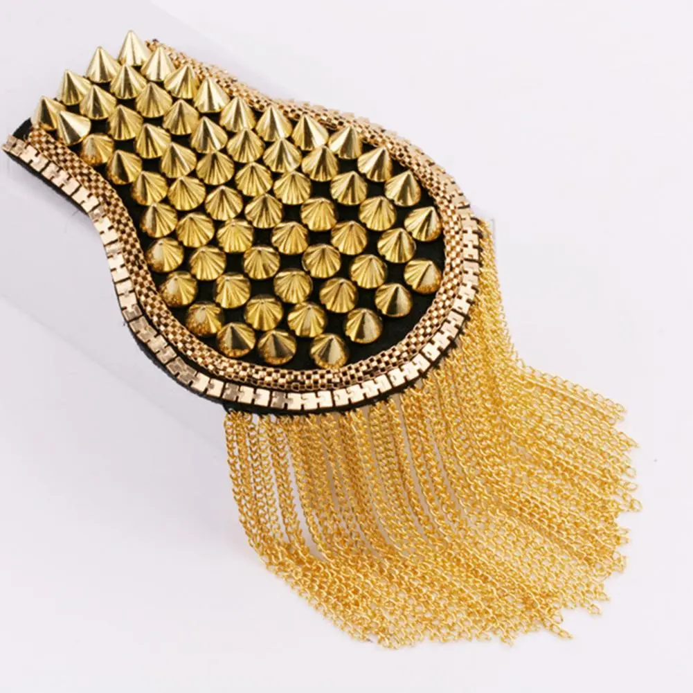 Brooch Pin Beads Long Tassel Chain  Shoulder Epaulet Metal Epaulet Dress Decoration Fringed Shoulder Stamp Tassels Epaulet