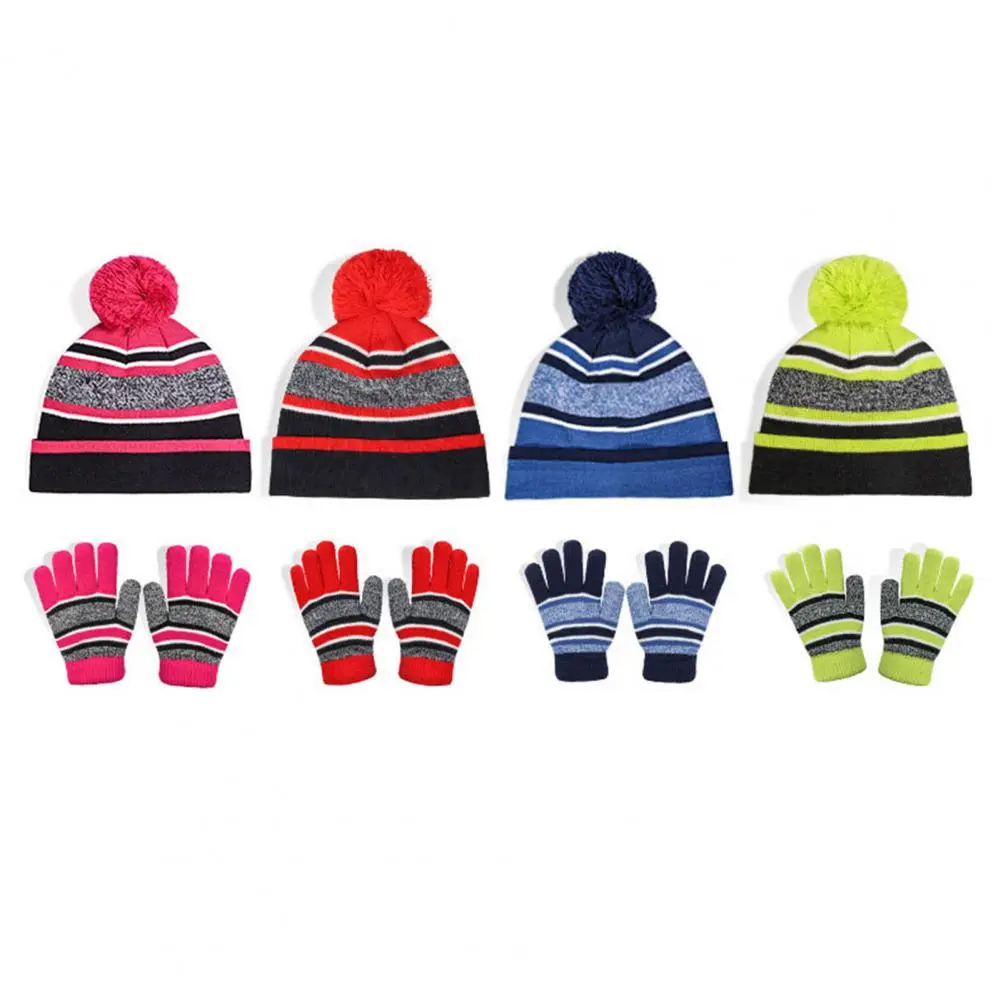 Soft Comfortable Kids Winter Accessories Cozy Velvet Hat Glove Set for Children Cozy Winter Kids Hat Gloves for Weather for Boys