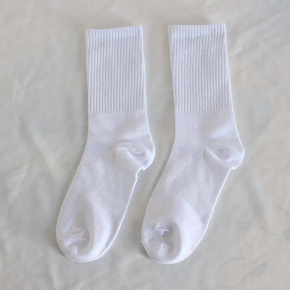 Breathable Socks Solid Color Socks Stretchy Cotton Crew Socks for Men Women Business Dress Calf Ribbed Solid Color Wear Exercise
