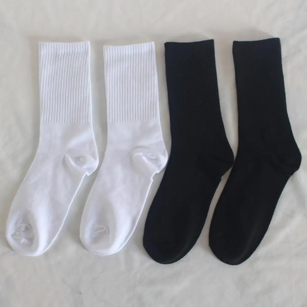 Breathable Socks Solid Color Socks Stretchy Cotton Crew Socks for Men Women Business Dress Calf Ribbed Solid Color Wear Exercise