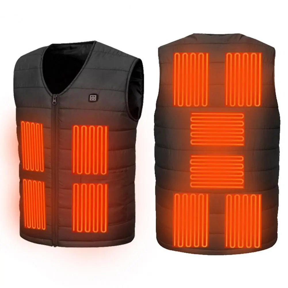 Winter USB Heating Vest Coat 10/12 Heating Blocks Sleeveless V Neck  Padded Thick Windproof Waistcoat Men Winter Waistcoat