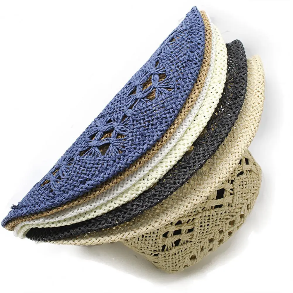 Foldable Edge Straw Hat Cotton Strap Sun Hat Stylish Retro Denim Straw Hat with Upf 50 Protection Adjustable Chin Strap for Sun