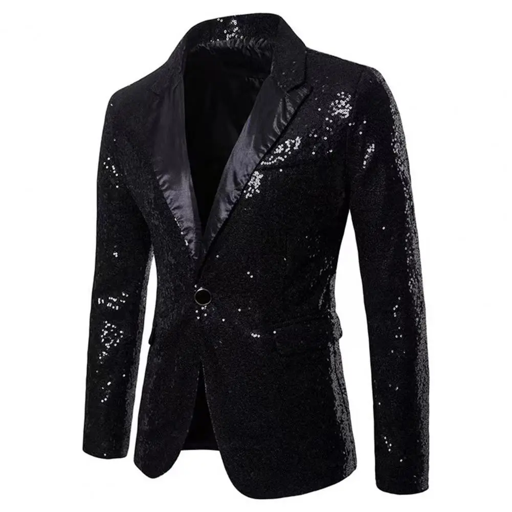 Men Sequins Glitter Embellished Jacket Event Host Shiny Sequin Party Bar Night Club Suit Jacket Paisley Men Suit