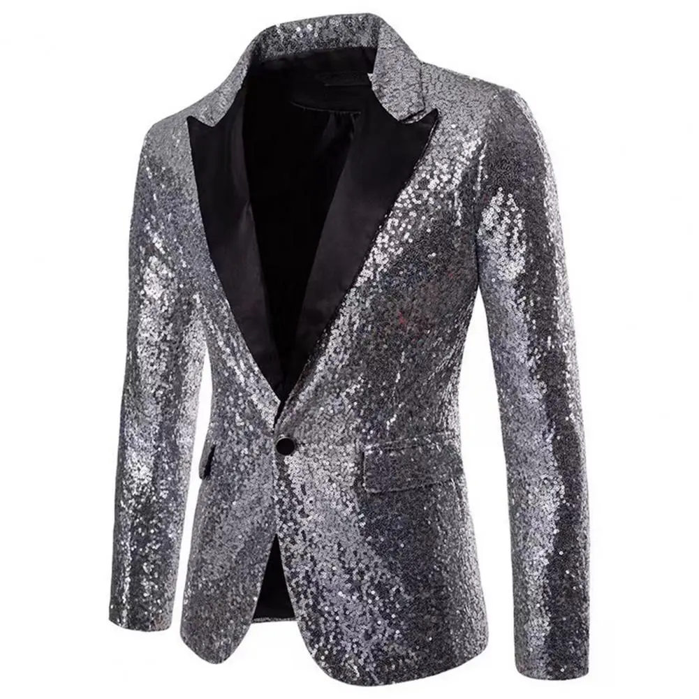 Men Sequins Glitter Embellished Jacket Event Host Shiny Sequin Party Bar Night Club Suit Jacket Paisley Men Suit