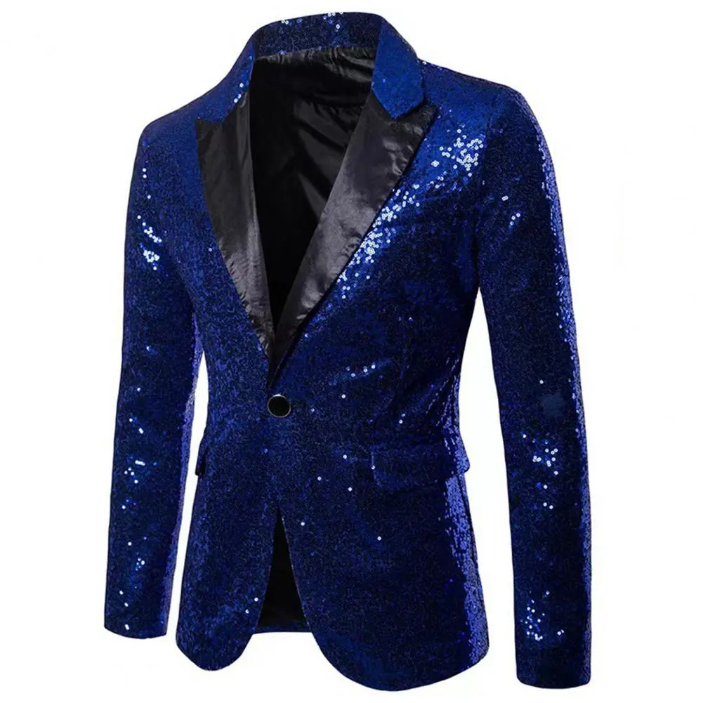 Men Sequins Glitter Embellished Jacket Event Host Shiny Sequin Party Bar Night Club Suit Jacket Paisley Men Suit