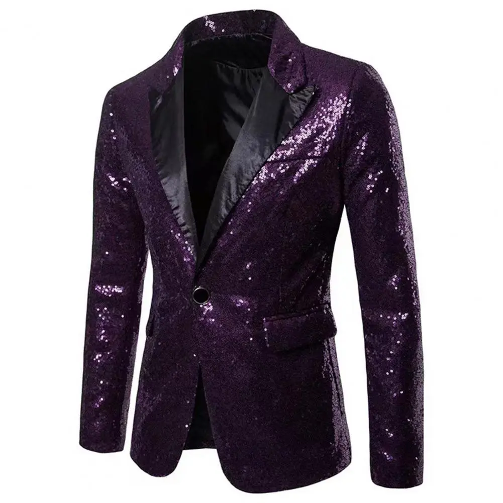 Men Sequins Glitter Embellished Jacket Event Host Shiny Sequin Party Bar Night Club Suit Jacket Paisley Men Suit