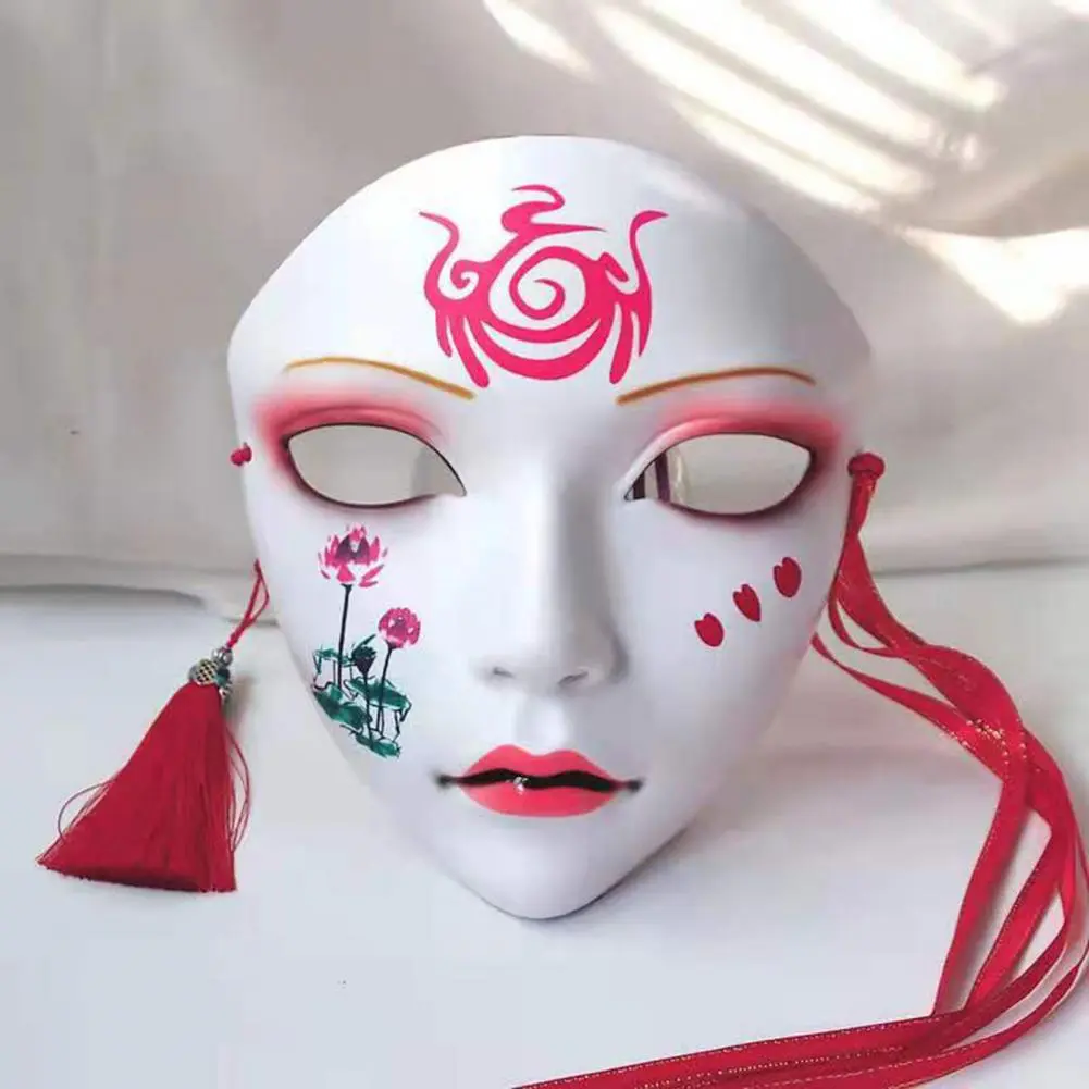 Anime Cosplay Face Cover Japanese Style Flower Print Role Playing Face Cover Masquerade Sexy Exotic Halloween Party Face Cover