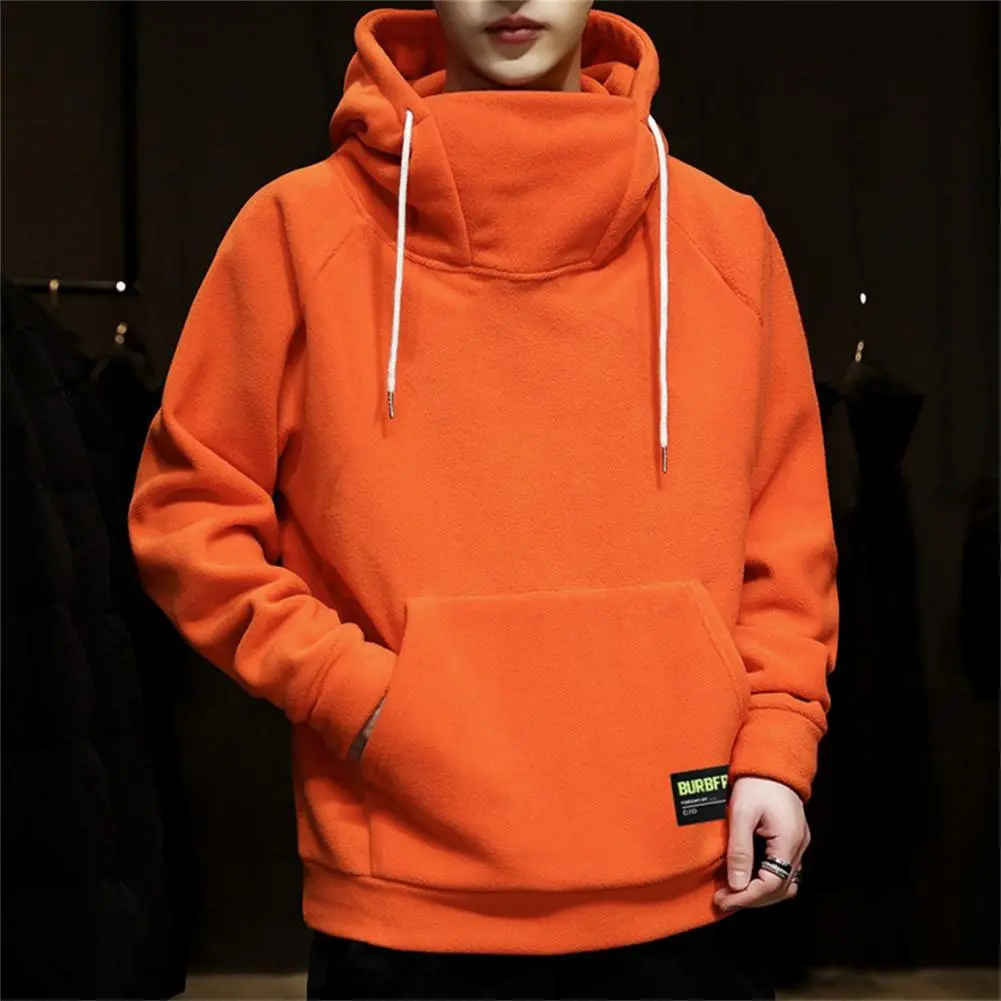 Men Hoodie High Collar Drawstring Soft Elastic Cuff Men Winter Hoodie Harajuku Loose Sweatshirts 2023 Loose Hoodie Tracksuit