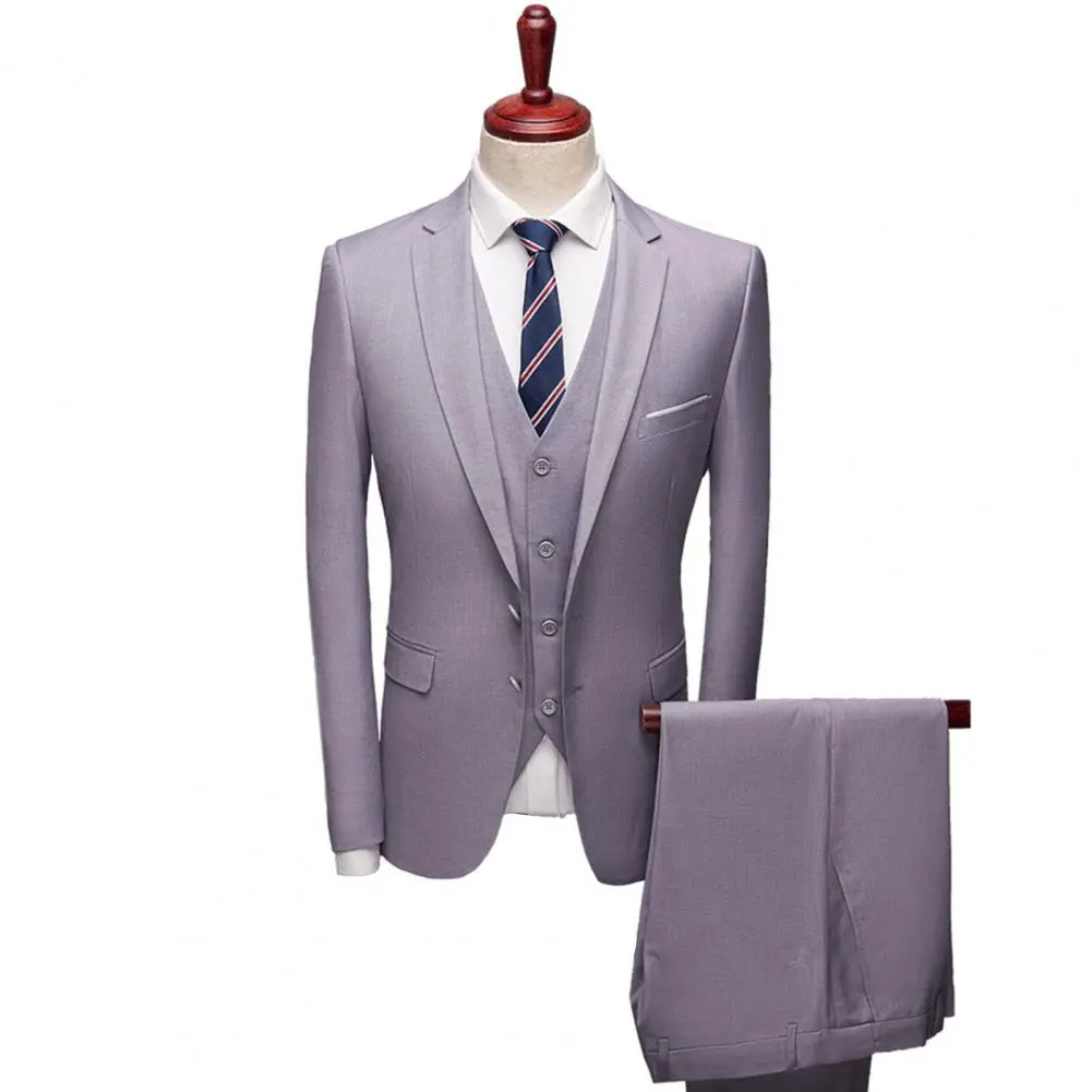 Long Pants Sleeveless Waistcoat 3 Piece Set Business Suit Vest Pants Set Groom Suit Wedding Formal Suit Business Suit